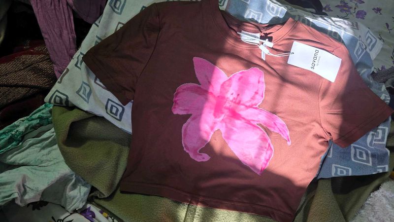 Sayana Brown Floral Tee - New!