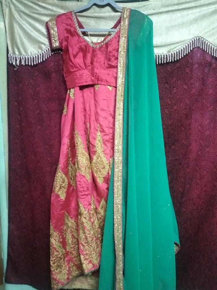 Pink &amp; Gold Lehenga Choli