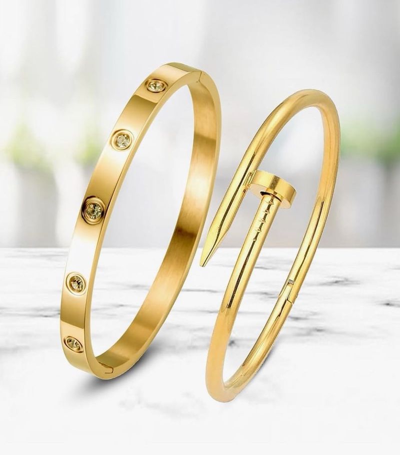 Nail And Band Bracelet (Stack Of Two)🎀🎀