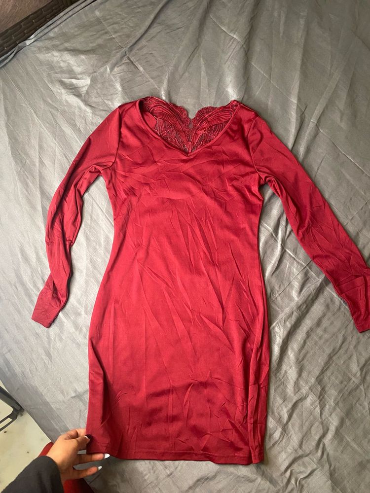 Imported Red Long Sleeve Dress