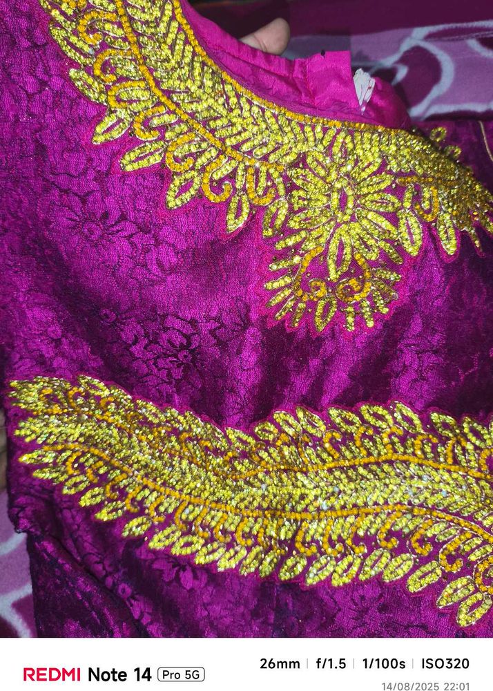Purple &amp; Gold Embroidered Top