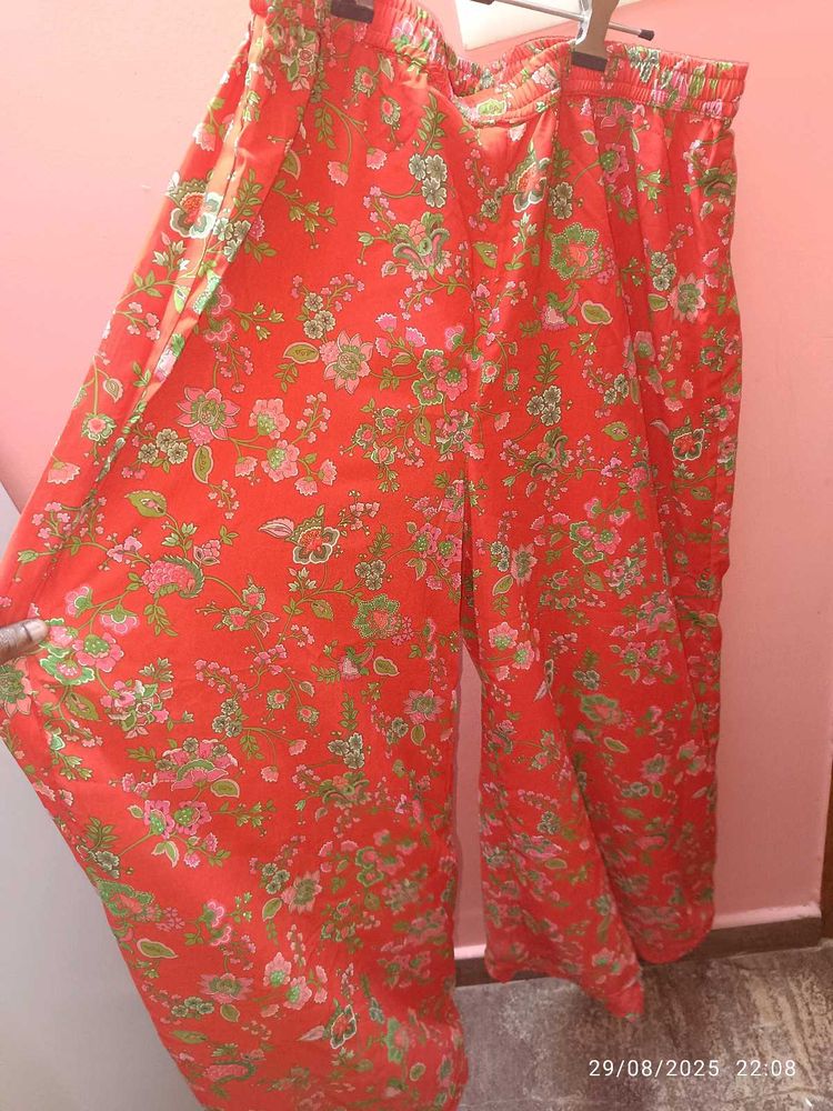 New Unused Georgette Free Size Floral Palazz