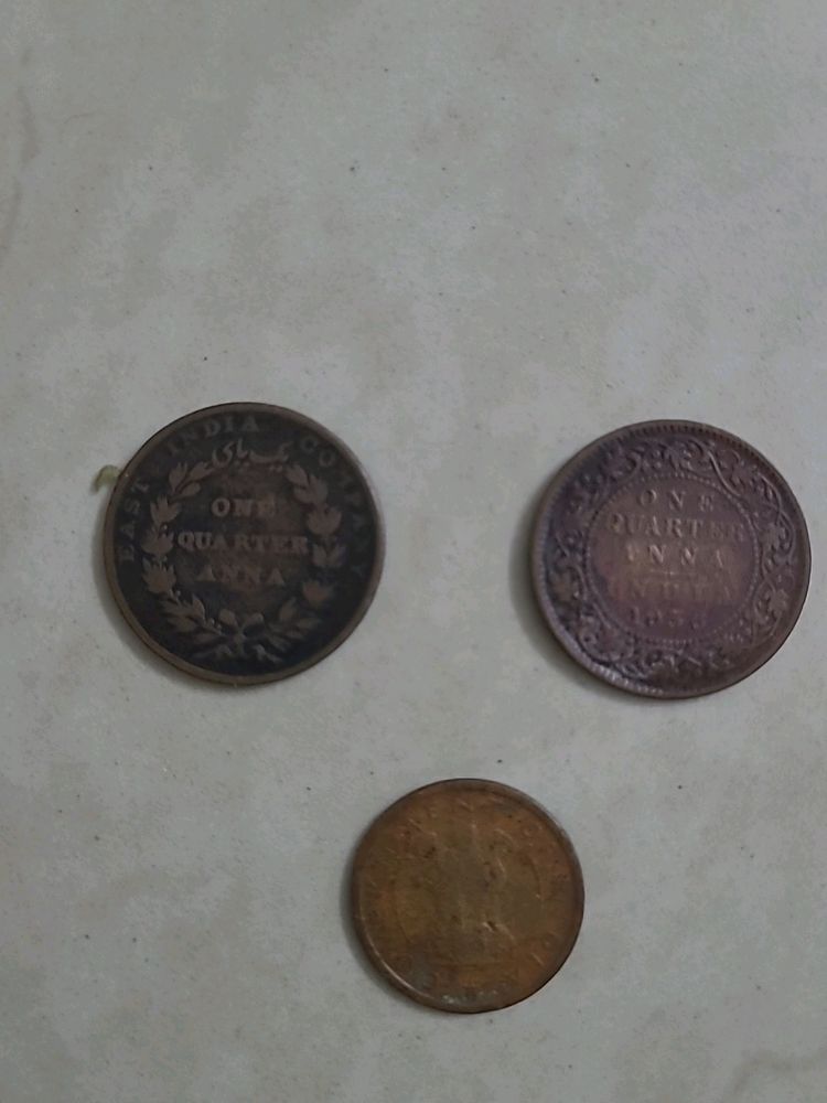 Quarter Anna 1835, One Paise 1951,George KING