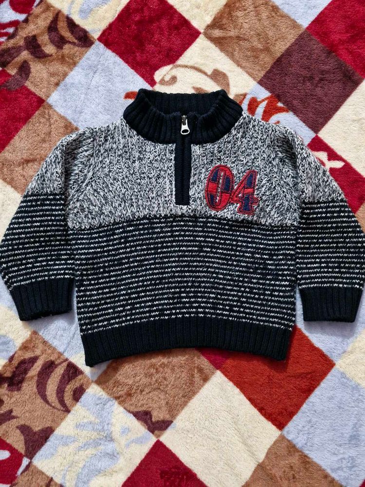 Black &amp; Grey Sweater For Boys (12-18 Months)
