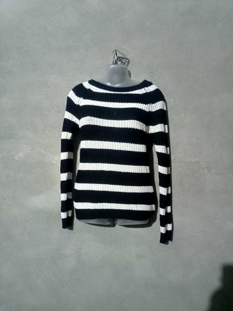 Striped Knit Pullover Sweater