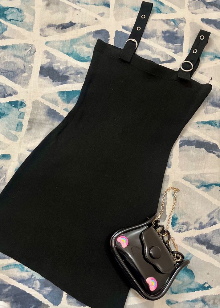 Black Mini Dress with Adjustable Straps