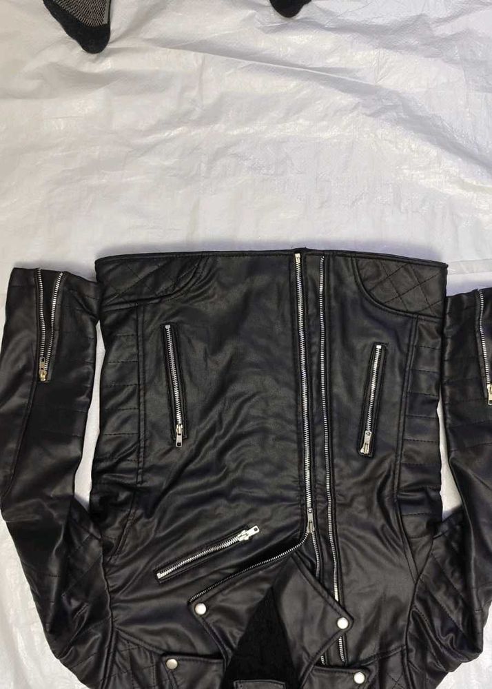 Stylish Black Biker raccine Jacket