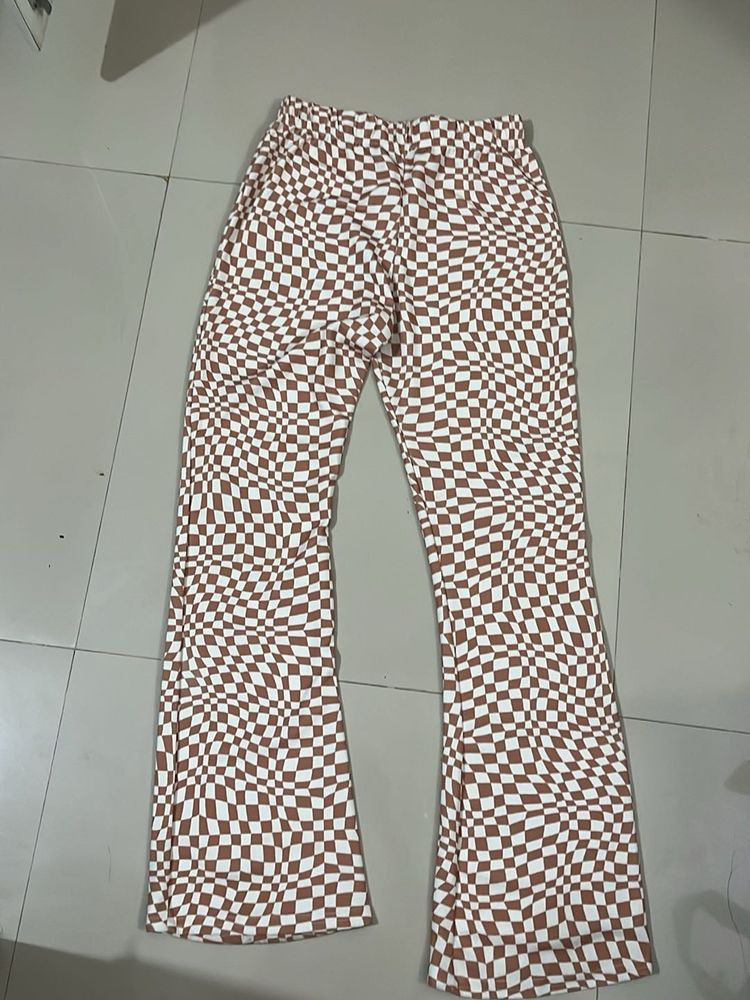Retro Checkered Flare Pants