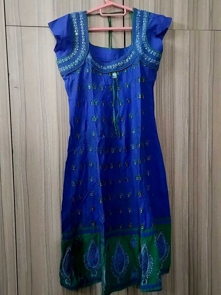 Elegant Blue &amp; Green kurta Dress