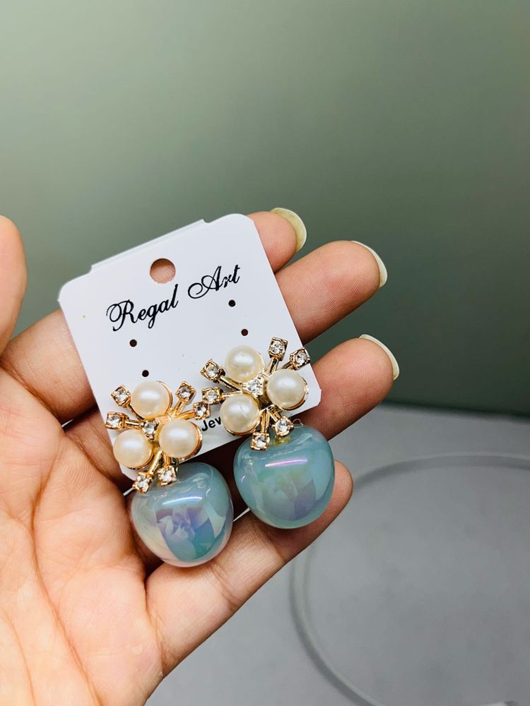 ✨ Regal Art Pearl &amp; Stone Drop Earrings ✨
