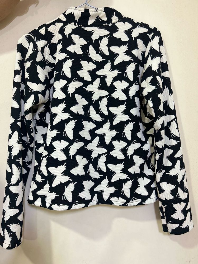 Butterfly Print Long Sleeve Blazer
