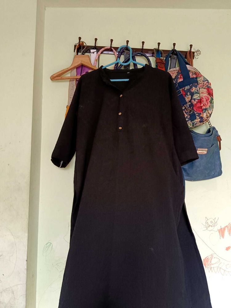 Black Mandarin Collar Dress