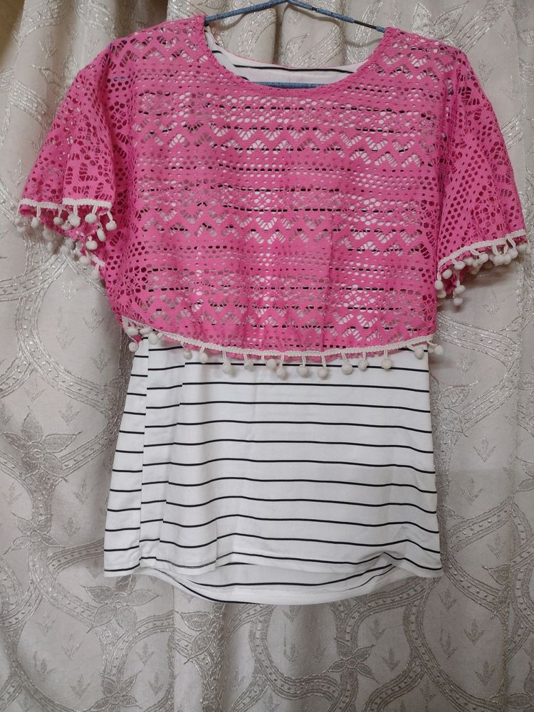 Pink Cape Style Top.