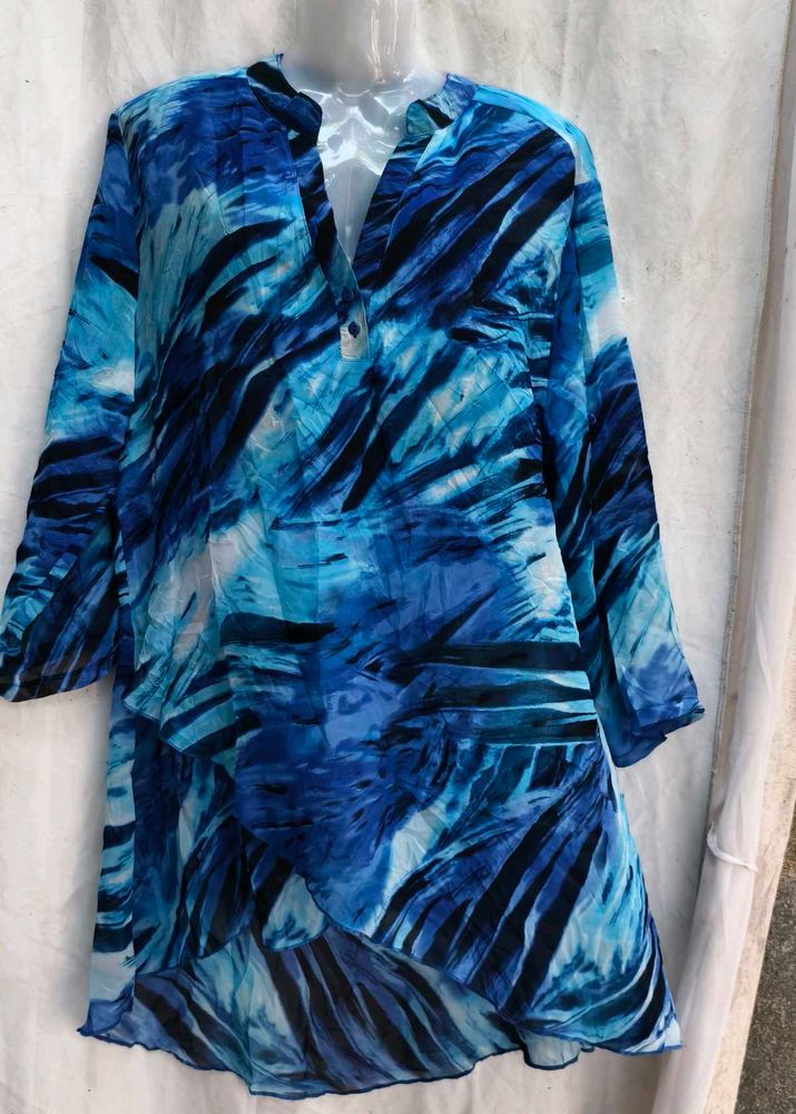 13412. Stylish Blue Tunic Top