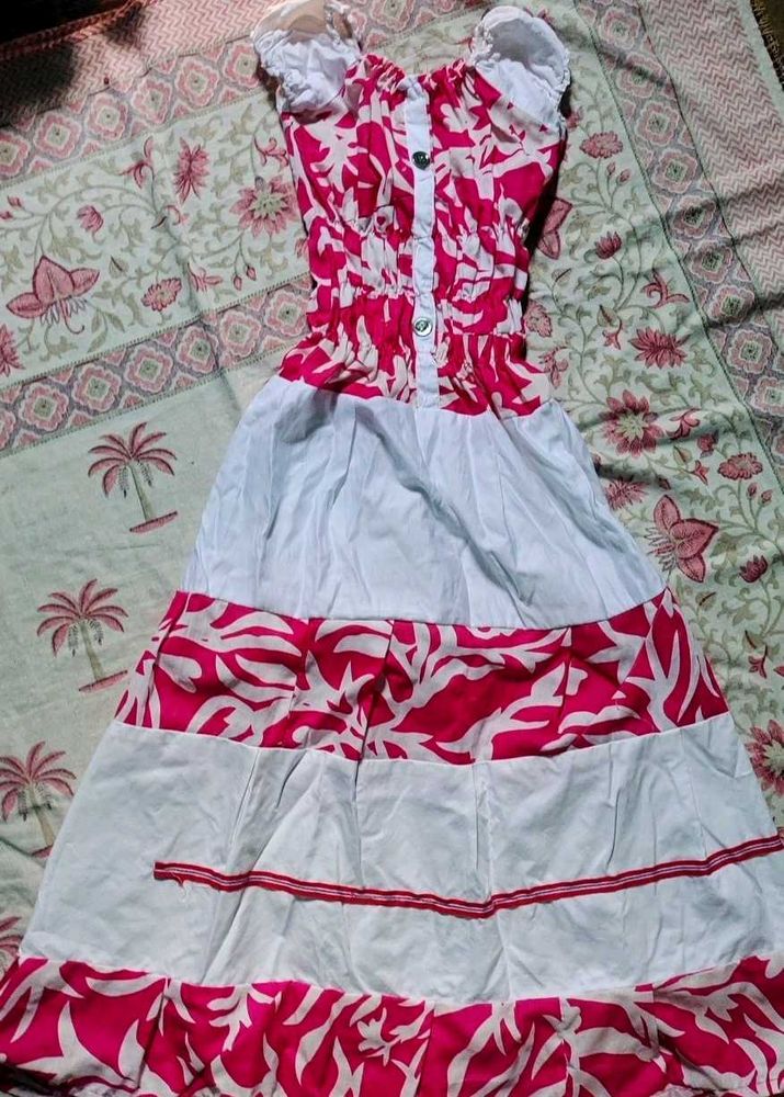 Pink &amp; White Maxi Dress