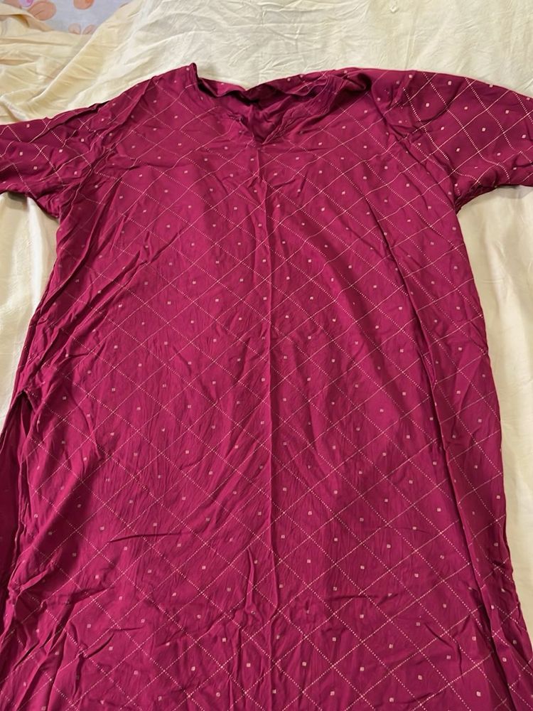 Maroon Printed Kurta