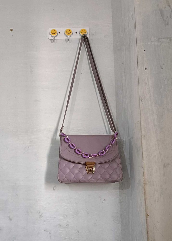 Lilac Quilted Crossbody Bag