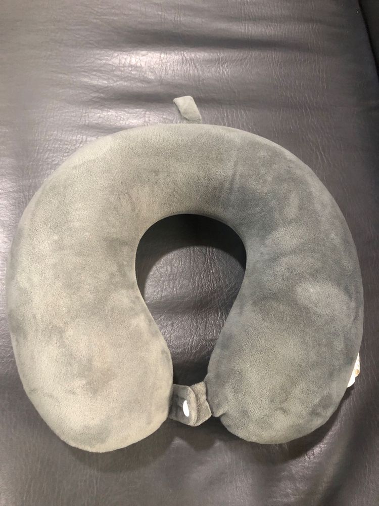 Grey Travel Neck Pillow With Memory Foam
