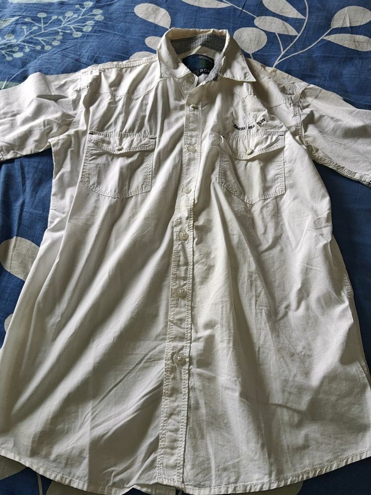 Half Sleeves White Colour Shirt