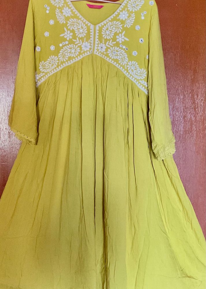 Yellow Embroidered Kurta