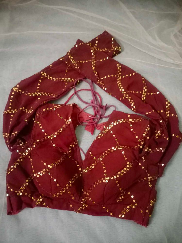 Maroon Embellished Blouse