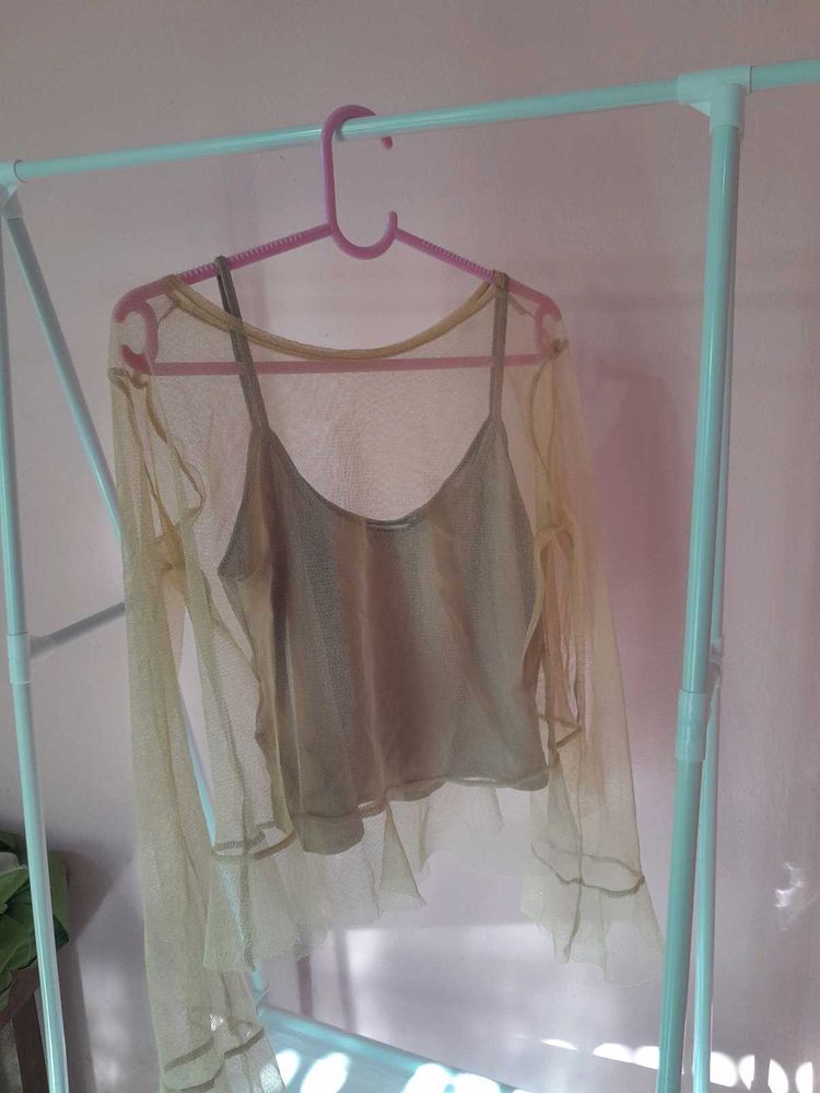 Sheer Mesh Top &amp; Cami Set