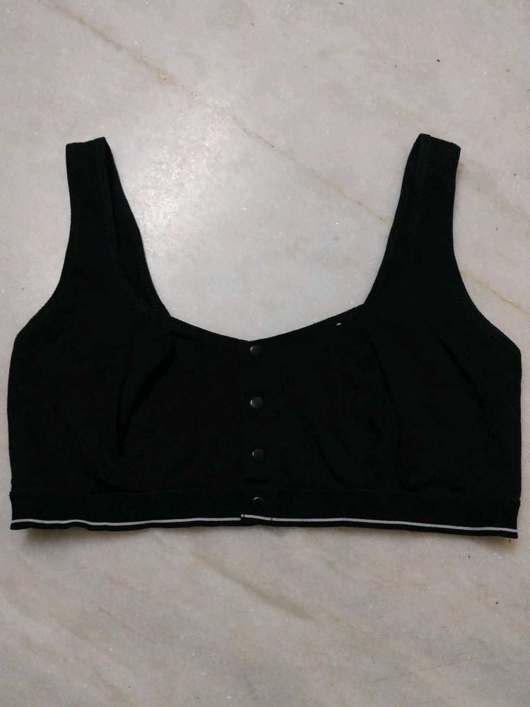 Black Button-Front Bralette