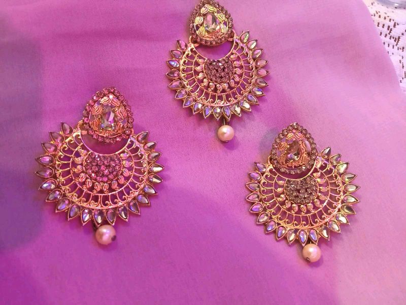 Chandbali Pearl Drop Earrings