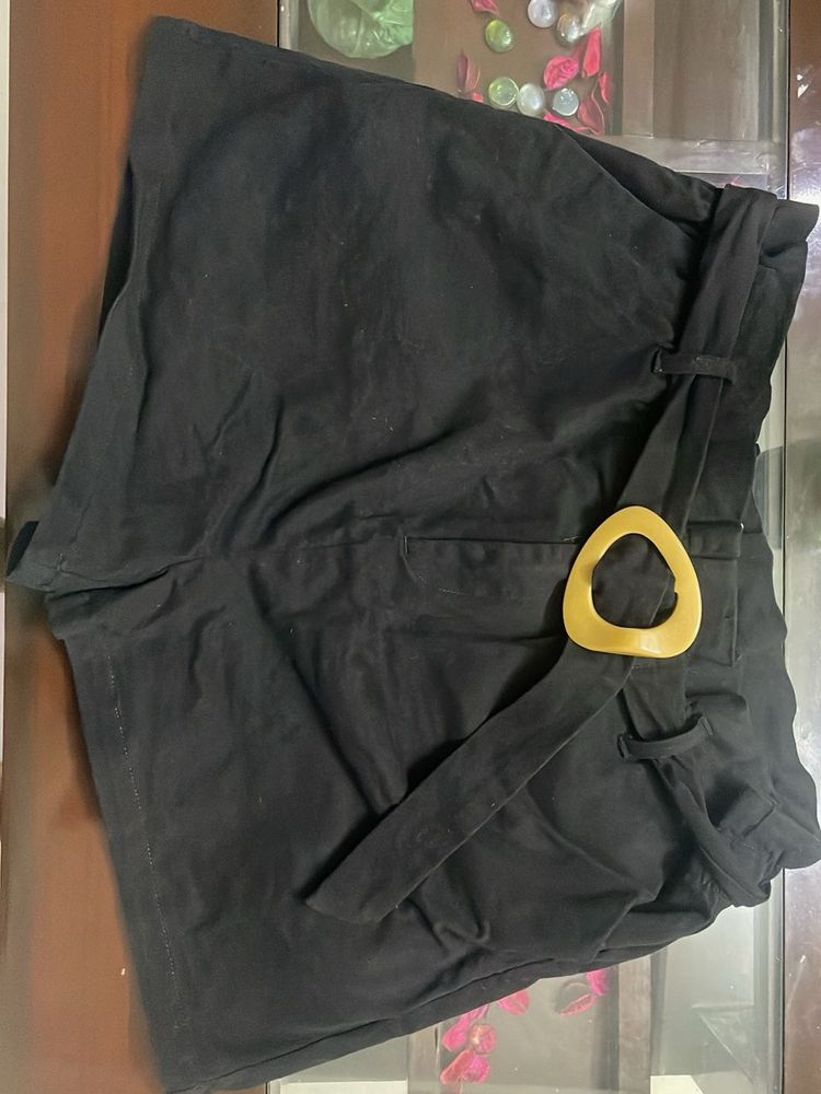 Black Belted Shorts