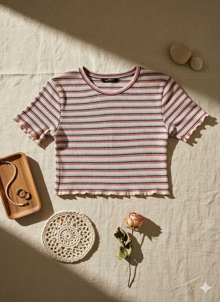 Cropped Ribbed tee