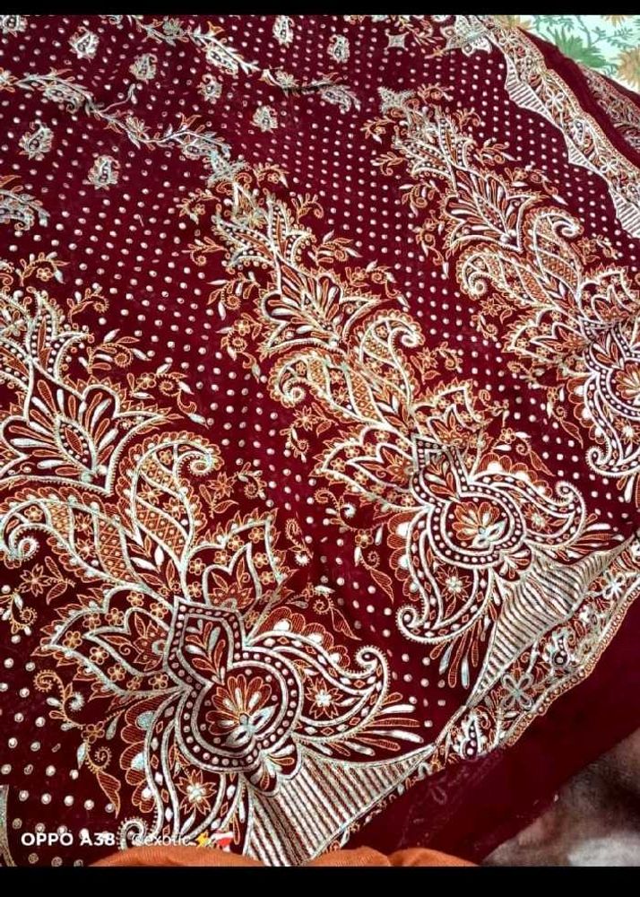 Burgundy Paisley &amp; Polka Dot Fabric