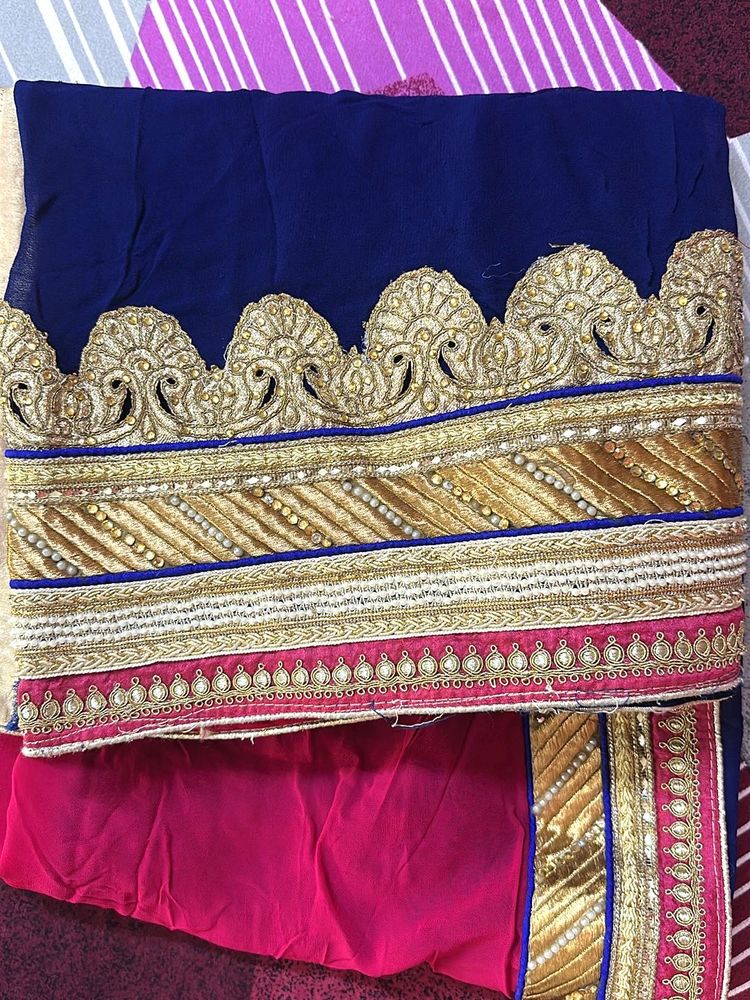 Elegant Pink &amp; blue Saree