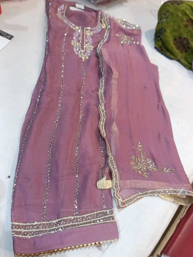 Mauve Embellished Salwar Kameez