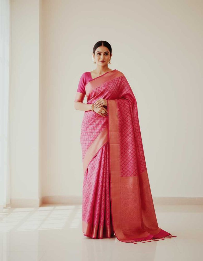 Elegant Pink Kanjivarom Silk Saree