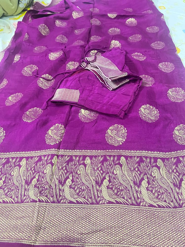 Purple Banarasi Silk Saree