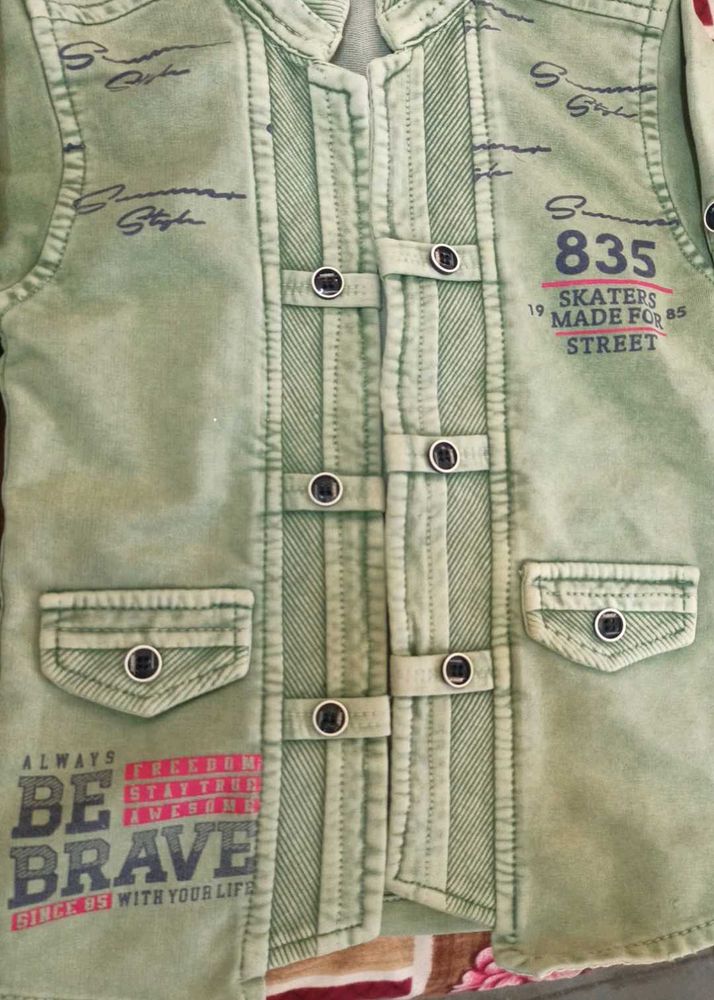 Denim Or Green Partywear Jaket Combo