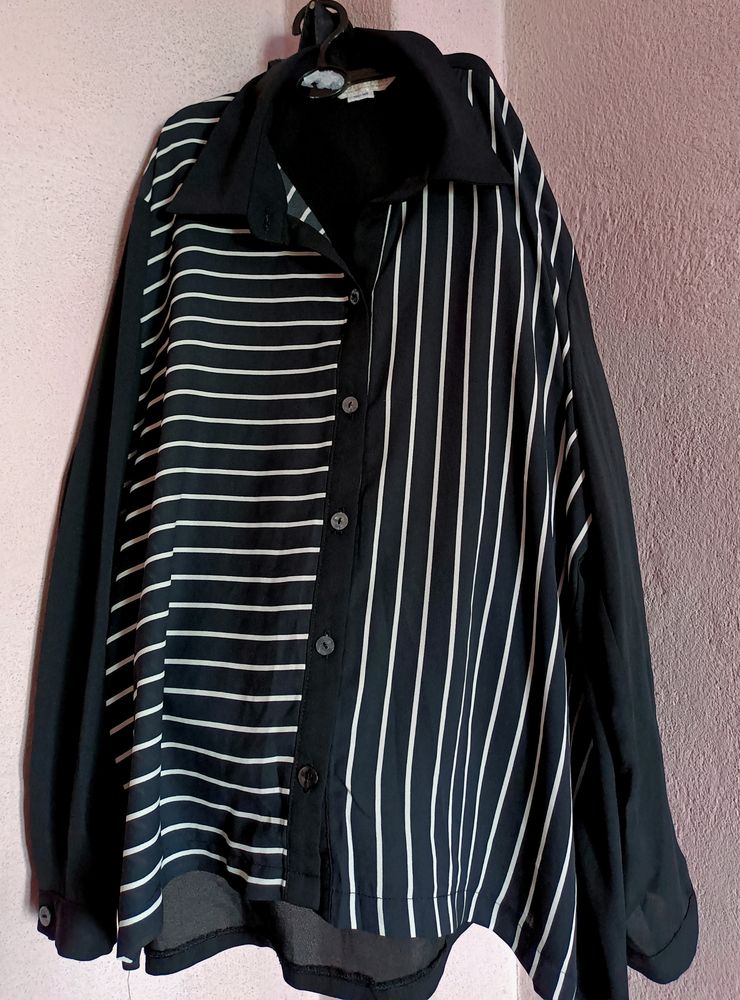 Black and white striped oversized shirt