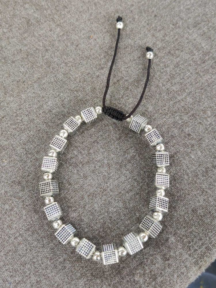 Silver Cube Adjustable Bracelet For Boys/Girls