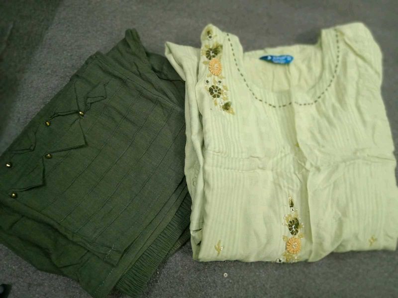 💥GREEN KURTA SET