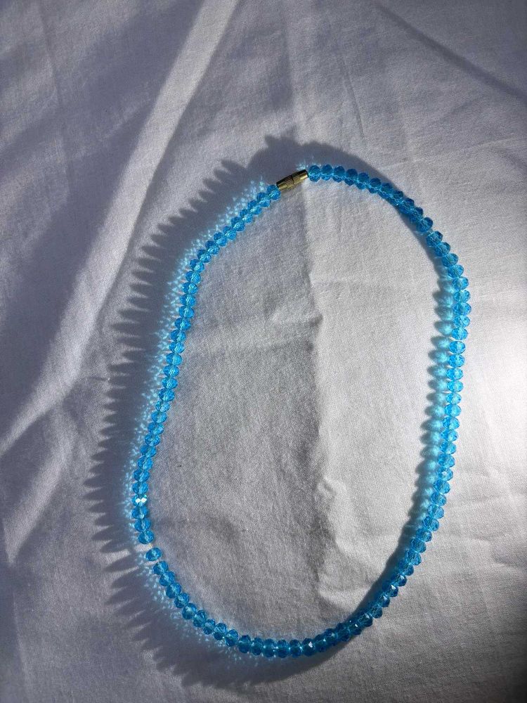 Blue Diamond Beaded Necklace With Freebie