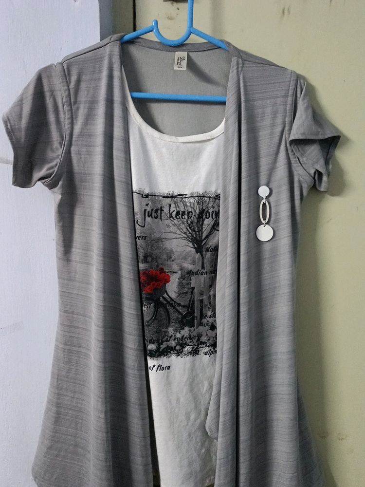 Trendy Top , Attached With Flannel
