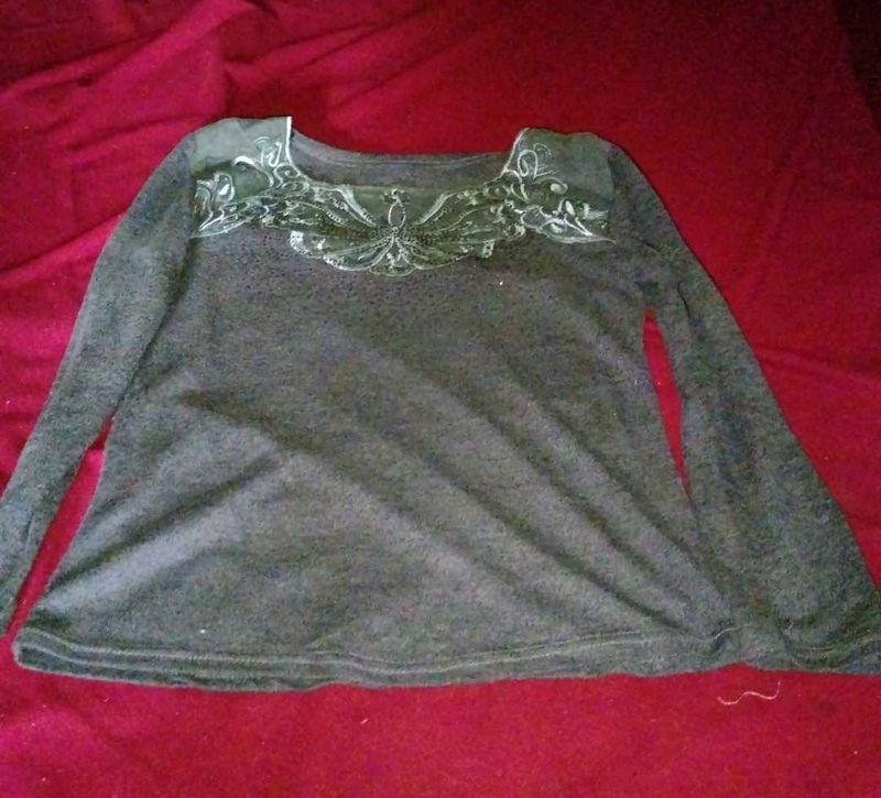 Embellished Gray Top