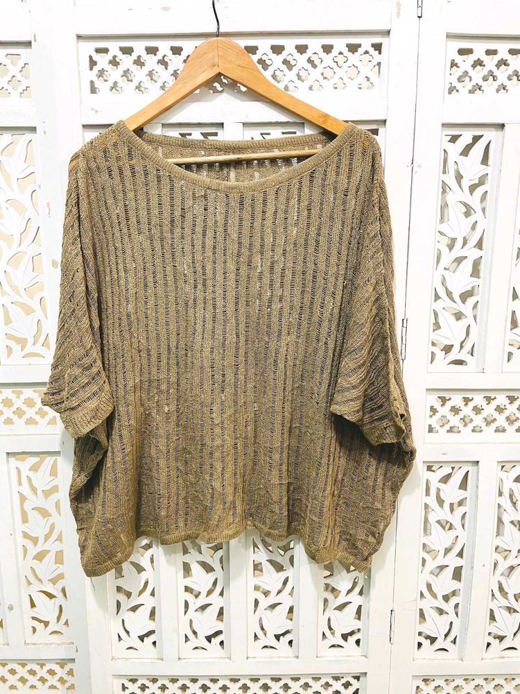 Oversized Crochet Knit Top A