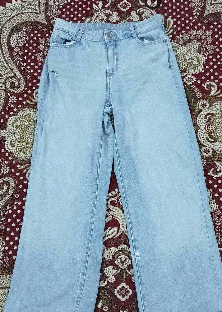 zara Wide Leg Denim Jeans