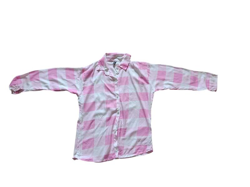 Pink &amp; White Shirt For Women