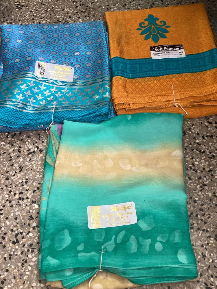 3 Daily Wear Saree Set For Grabs