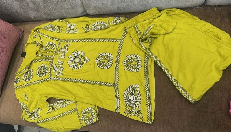 Yellow Embroidered Kurta Set