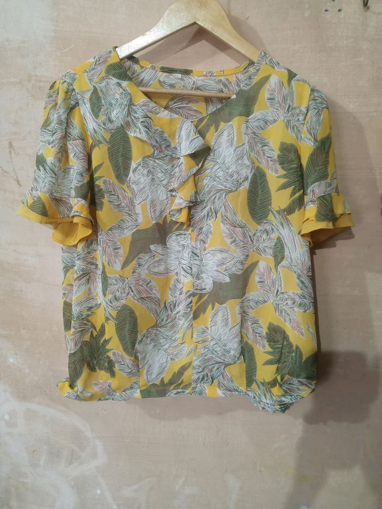 Yellow Frilled Top For Women