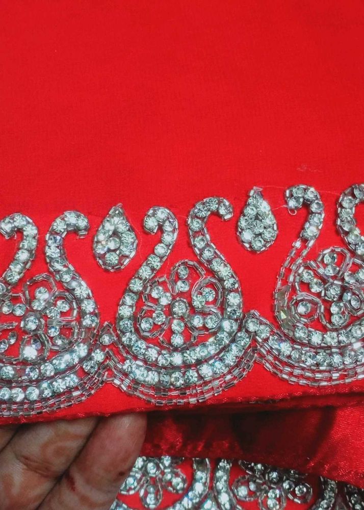Red Embellished Saree