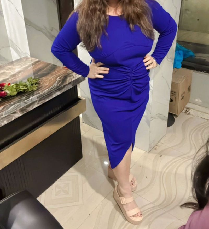Royal Blue Ruched Dress